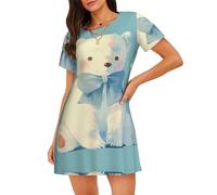 WZYCWB Camicia da notte da donna a maniche corte con stampa di orso slowpoke, perfetta per un abbigliamento rilassato in casa, Nero , 3XL