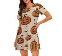 WZYCWB Camicia da notte da donna a maniche corte con stampa di pipistrello, perfetta per un abbigliamento rilassato in casa, Nero , M