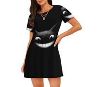 WZYCWB Camicia da notte da donna a maniche corte con stampa pipistrello che ride Silly Laughing, perfetta per un abbigliamento rilassante per la casa, Nero , S
