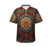 WZYCWB Camicia da uomo a maniche corte con stampa a ghirlanda di senso della storia in stile hawaiano, camicia estiva da viaggio, S-3XL, nero, XL