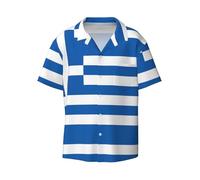 WZYCWB Camicia da uomo a maniche corte con stampa della bandiera greca - Camicia casual abbottonata disponibile nelle taglie S-4XL, Nero, 4XL