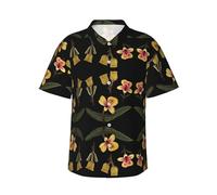 WZYCWB Camicia estiva da uomo con stampa di fiori strani - Camicia a maniche corte in stile hawaiano, taglia S-3XL, nero, 3XL