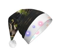 WZYCWB Cappelli adulti di Babbo Natale dell'orso marrone, regali della festa di Natale di nuovo anno della peluche, cappelli unisex di Babbo Natale della luce del nuovo anno LED