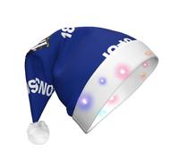 WZYCWB Cappelli di Babbo Natale per adulti con bandiera dello stato del Wisconsin, regali di festa di Natale di Capodanno, unisex, cappelli di Babbo Natale con luce LED