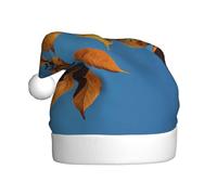 WZYCWB Cappelli di Babbo Natale stampati con cielo blu e foglie, ideali per la vigilia di Natale, Capodanno e feste di festa, decorazioni festive
