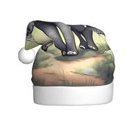 WZYCWB Cappelli di Babbo Natale stampati con elefanti che camminano, ideali per la vigilia di Natale, Capodanno e feste di festa, decorazioni festive