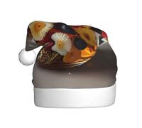 WZYCWB Cappelli di Babbo Natale stampati con fiori e tè alla frutta, ideali per la vigilia di Natale, Capodanno e feste di festa, decorazioni festive