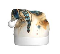 WZYCWB Cappelli di Babbo Natale stampati con libellula dorata su sfondo giallo, perfetti per la vigilia di Natale, Capodanno e feste di festa