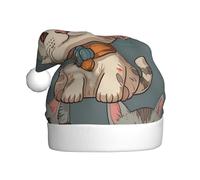 WZYCWB Cappelli di Babbo Natale stampati con motivo a gattini in stile cartone animato, ideali per la vigilia di Natale, Capodanno e feste di festa, decorazioni festive