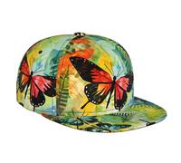 WZYCWB Cappellino da baseball con stampa a farfalla ad acquerello, taglia regolabile, cappello casual antivento per escursioni all'aperto e campeggio, nero