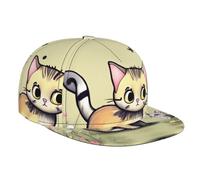 WZYCWB Cappellino da baseball con stampa gatto e farfalla a tesa piatta, taglia regolabile, cappello casual antivento per escursioni all'aperto e campeggio, nero