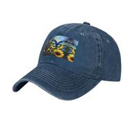 WZYCWB Cappellino da baseball con stampa nera con farfalla blu girasole, berretto da baseball sportivo e casual, visiera parasole, blu navy, Taglia unica