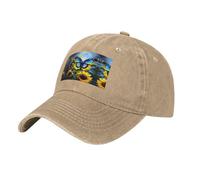 WZYCWB Cappellino da baseball con stampa nera con farfalla blu girasole, berretto da baseball sportivo e casual, visiera parasole, Naturale, Taglia unica