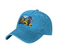 WZYCWB Cappellino da baseball con stampa nera con farfalla blu girasole, berretto da baseball sportivo e casual, visiera parasole, Blu, Taglia unica