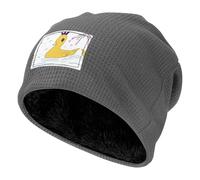 WZYCWB Cappellino da sci nero con motivo di anatra gialla, cappuccio da buffet foderato in pile spesso, berretto elastico lavorato a maglia, grigio, Taglia unica