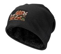WZYCWB Cappellino da sci nero con stampa di pomodori ciliegini piccoli, cappuccio da buffet foderato in pile ispessito, berretto elastico lavorato a maglia, nero, Taglia unica