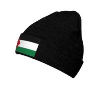 WZYCWB Cappello caldo lavorato a maglia con bandiera dello Stato della Palestina, perfetto per attività all'aperto, pendolarismo quotidiano e viaggi. Nero