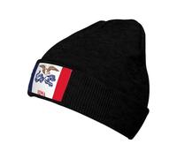 WZYCWB Cappello caldo lavorato a maglia con motivo bandiera dello Stato dell'Iowa. Perfetto per attività all'aperto, pendolarismo quotidiano e viaggi. Nero