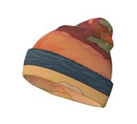 WZYCWB Cappello caldo lavorato a maglia con stampa astratta di montagne e mare, adatto per escursioni, campeggio, viaggi e vari scenari all'aperto, nero