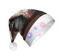 WZYCWB Cappello da Babbo Natale con 3 bottiglie di birra, cappello luminoso in peluche per Natale, Capodanno ed eventi di festa