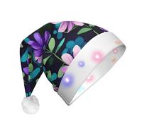 WZYCWB Cappello da Babbo Natale con camelia viola, unisex, in peluche, con luce LED, regalo per Capodanno e Natale