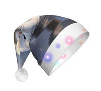 WZYCWB Cappello da Babbo Natale con cigno bianco che gioca nell'acqua, cappello di peluche luminoso per Natale, Capodanno ed eventi di festa