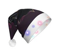 WZYCWB Cappello da Babbo Natale con fantasma nero, unisex, in peluche, con luce LED, regalo per Capodanno e Natale
