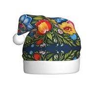 WZYCWB Cappello da Babbo Natale con motivi floreali vivaci, adatto per feste di Natale, feste di Capodanno e spettacoli teatrali.