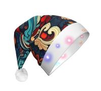WZYCWB Cappello da Babbo Natale con motivi vivaci, cappello luminoso in peluche per Natale, Capodanno ed eventi di festa