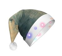 WZYCWB Cappello da Babbo Natale con motivo barca all'orizzonte | Cappello di peluche luminoso per Natale, Capodanno ed eventi di festa