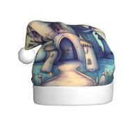 WZYCWB Cappello da Babbo Natale con motivo castello delle fiabe, adatto per feste di Natale, feste di Capodanno e spettacoli teatrali.
