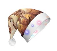 WZYCWB Cappello da Babbo Natale con motivo giraffa per madre e bambino, cappello in peluche luminoso per Natale, Capodanno ed eventi di festa