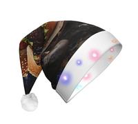 WZYCWB Cappello da Babbo Natale con motivo Hamburger Dream Core, in peluche, per Natale, Capodanno ed eventi di festa