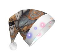 WZYCWB Cappello da Babbo Natale con motivo occhio di gatto, cappello luminoso in peluche per Natale, Capodanno ed eventi di festa