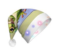 WZYCWB Cappello da Babbo Natale con motivo rana divertente che fa yoga, cappello di peluche luminoso per Natale, Capodanno ed eventi di festa