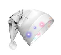 WZYCWB Cappello da Babbo Natale con pianeta bianco e nero | Cappello di peluche luminoso per Natale, Capodanno ed eventi di festa