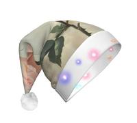 WZYCWB Cappello da Babbo Natale con rose bianche in fiore | Cappello di peluche luminoso per Natale, Capodanno ed eventi di festa