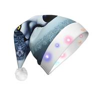 WZYCWB Cappello da Babbo Natale con testa di lupo feroce, cappello luminoso in peluche per Natale, Capodanno ed eventi di festa