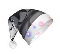 WZYCWB Cappello da Babbo Natale in peluche unisex con luce a LED, ideale come regalo per Capodanno e Natale, colore: bianco e nero