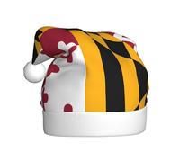 WZYCWB Cappello da Babbo Natale per adulti, con bandiera del Maryland, altezza 40 cm, cappello decorativo unisex per feste di Natale e Capodanno