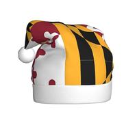 WZYCWB Cappello da Babbo Natale per adulti, con bandiera del Maryland, cappello da Babbo Natale, altezza 40 cm, cappello decorativo unisex per feste di Natale e Capodanno