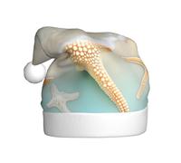 WZYCWB Cappello da Babbo Natale stampato con stelle marine da spiaggia, adatto per feste di Natale, feste di Capodanno e spettacoli teatrali.