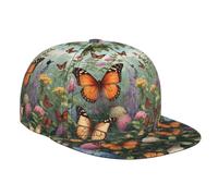 WZYCWB Cappello da baseball a tesa piatta con stampa a farfalla sciame, taglia regolabile, cappello casual antivento per escursioni all'aperto e campeggio, nero