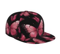 WZYCWB Cappello da baseball con farfalla su sfondo nero stampato a tesa piatta, taglia regolabile, cappello casual antivento per escursioni all'aperto e campeggio