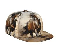 WZYCWB Cappello da baseball con stampa cavallo occidentale a tesa piatta, taglia regolabile, cappello casual antivento per escursioni all'aperto e campeggio, nero