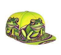 WZYCWB Cappello da baseball con stampa rana in uno stagno con tesa piatta, taglia regolabile, cappello casual antivento per escursioni all'aperto e campeggio, nero