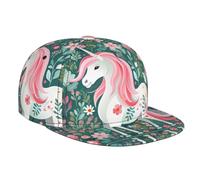 WZYCWB Cappello da baseball con unicorno con capelli rosa stampato a tesa piatta, taglia regolabile, cappello casual antivento per escursioni all'aperto e campeggio