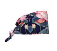 WZYCWB Cappello da lavoro con illustrazione di fiori di loto, assorbe il sudore e traspirante, adatto per cantieri, giardinaggio, lavori all'aperto, nero