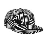 WZYCWB Cappello da papà a tesa piatta con stampa geometrica bianca e nera, adatto sia per uomini che per donne, escursioni all'aperto e pesca, cappello di protezione solare