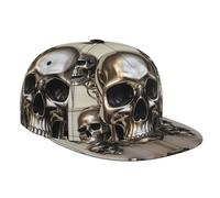 WZYCWB Cappello da papà con scheletro in metallo stampato a tesa piatta, adatto sia per uomini che per donne, escursioni all'aperto e pesca, cappello di protezione solare nero